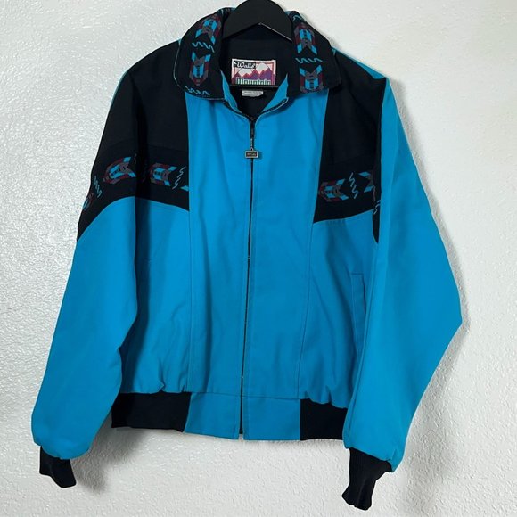 Walls Mountain Vintage Navajo Aztec Print Made in USA Bomber Jacket Men's Size M - Picture 2 of 12